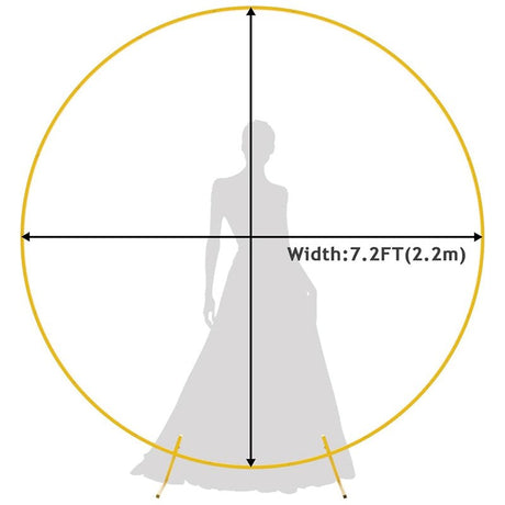 Elegant Gold Metal Round Wedding Arch Photo Backdrop Stand 7.2ft - YauSpark