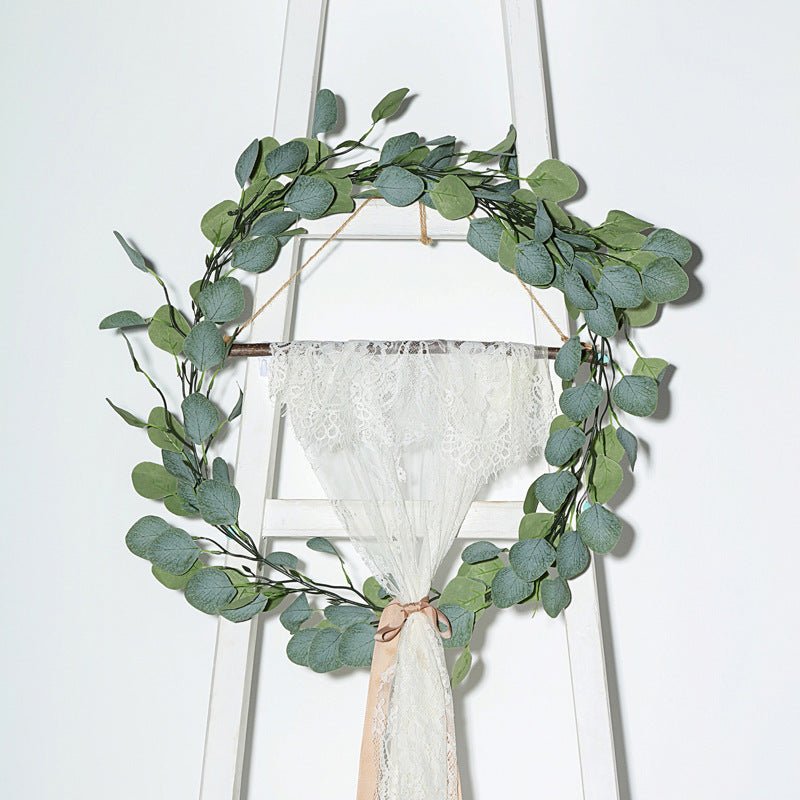 Frosted Green Artificial Silk Eucalyptus Leaf Garland Vine 6.5ft - YauSpark