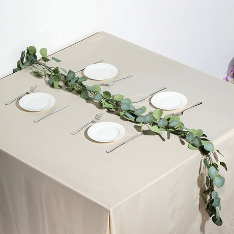 Frosted Green Artificial Silk Eucalyptus Leaf Garland Vine 6.5ft - YauSpark