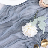 Gauze Cotton And Linen Table Runner 10ft Dust Blue - YauSpark
