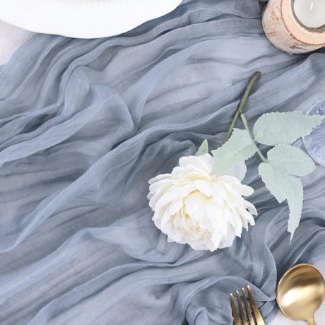 Gauze Cotton And Linen Table Runner 10ft Dust Blue - YauSpark