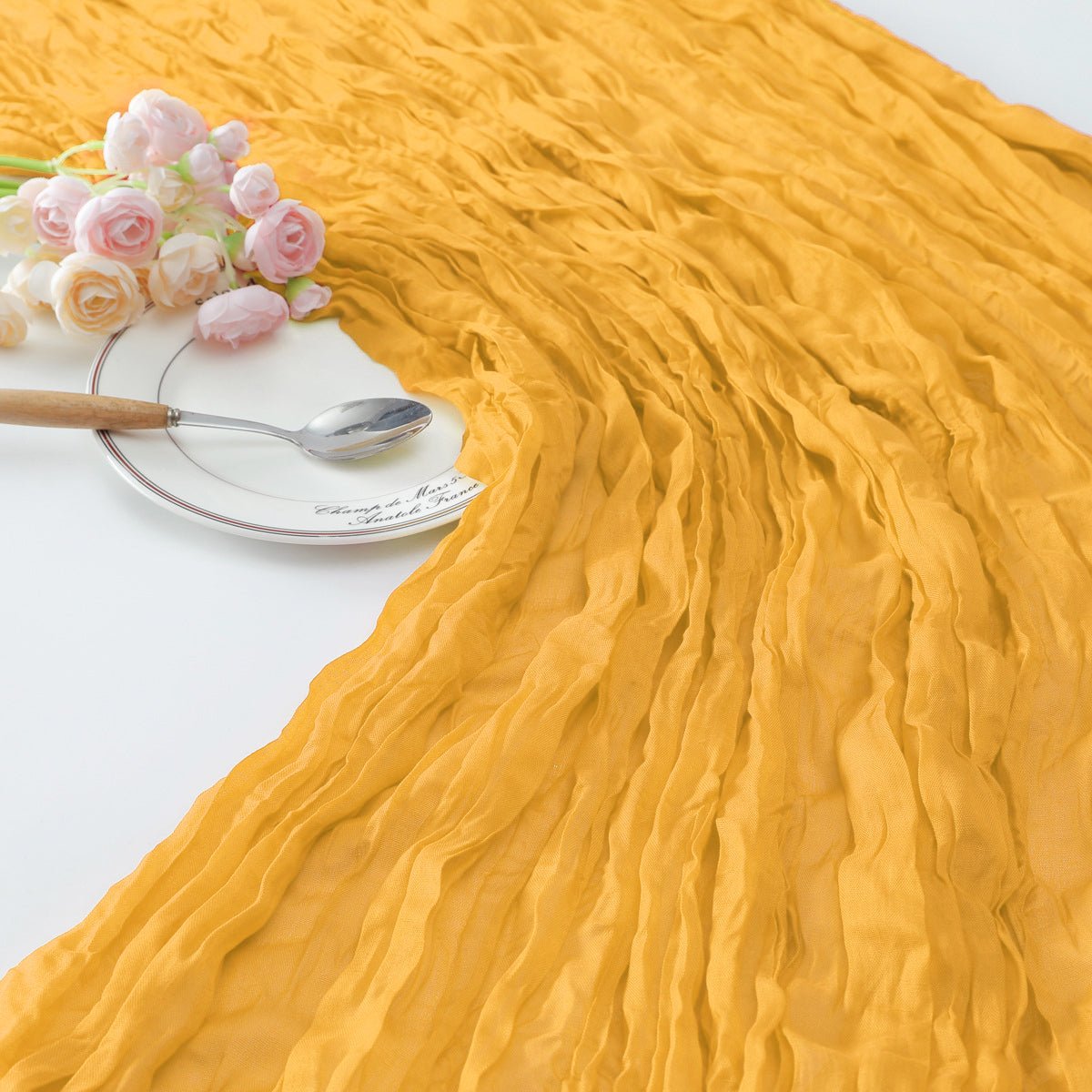 Gauze Cotton And Linen Table Runner 10ft Gold - YauSpark