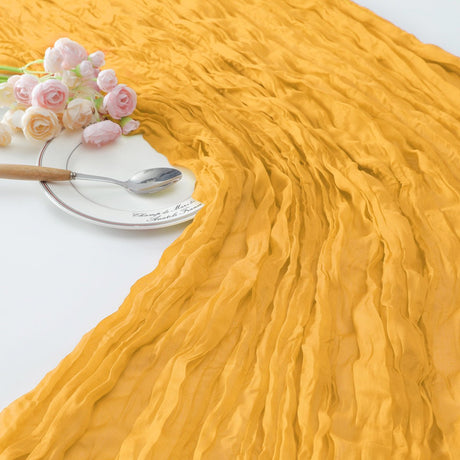 Gauze Cotton And Linen Table Runner 10ft Gold - YauSpark