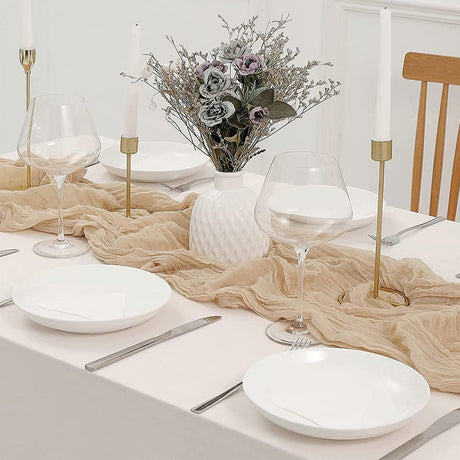 Gauze Cotton And Linen Table Runner 10ft Gold - YauSpark