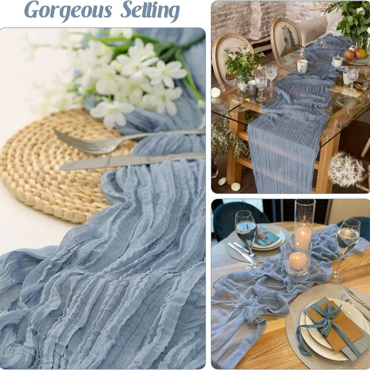 Gauze Cotton And Linen Table Runner 10ft Gold - YauSpark