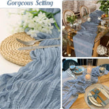 Gauze Cotton And Linen Table Runner 10ft Gold - YauSpark
