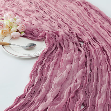 Gauze Cotton And Linen Table Runner 10ft Gray Rose - YauSpark