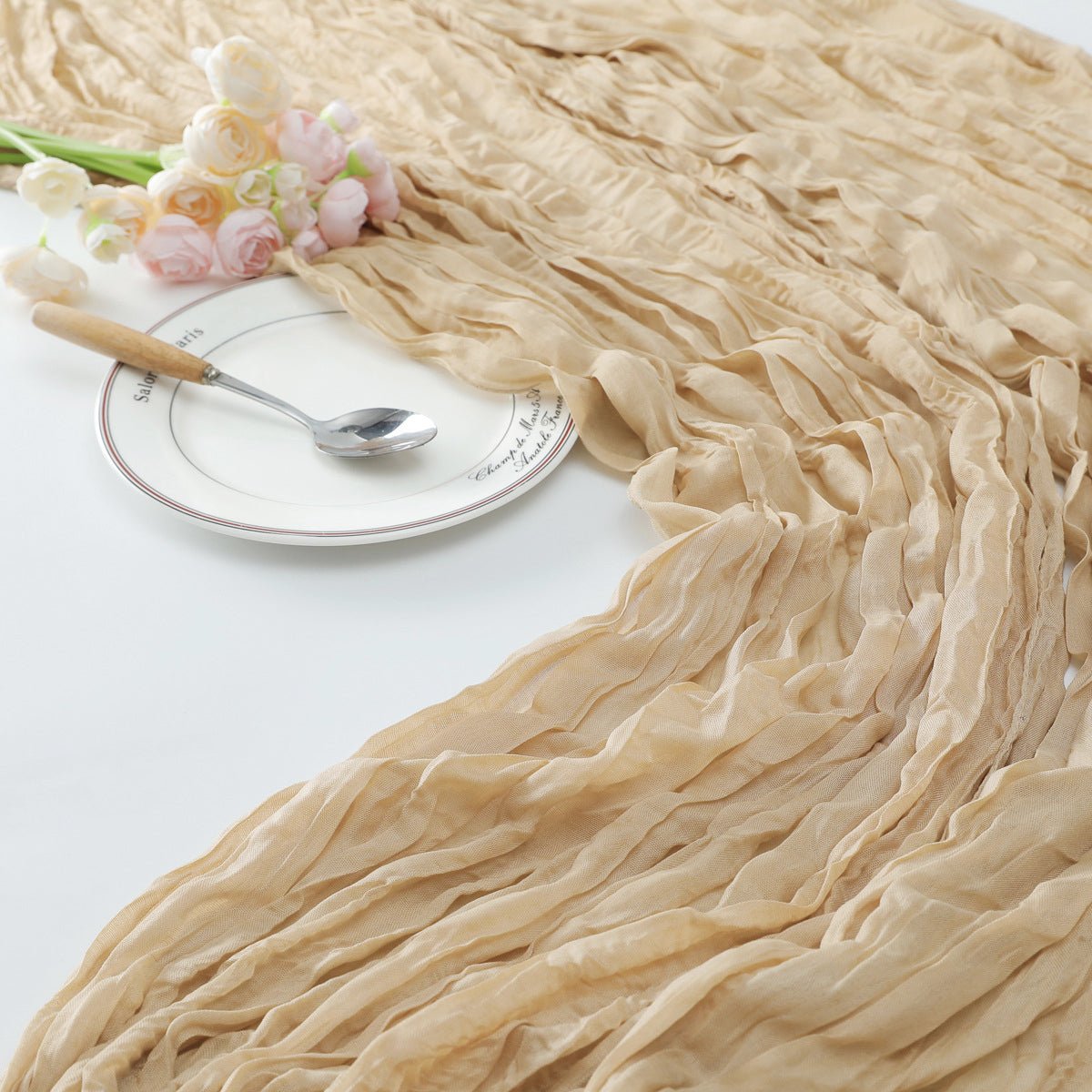Gauze Cotton And Linen Table Runner 10ft Khaki - YauSpark