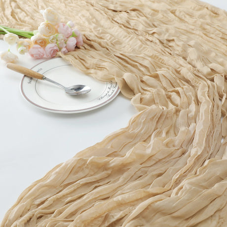 Gauze Cotton And Linen Table Runner 10ft Khaki - YauSpark