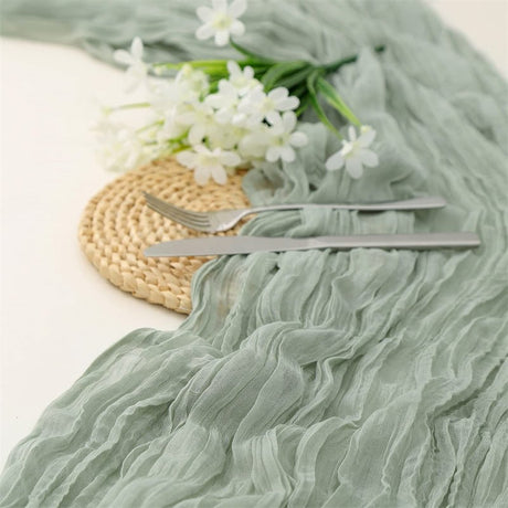 Gauze Cotton And Linen Table Runner 10ft Yellow Green - YauSpark