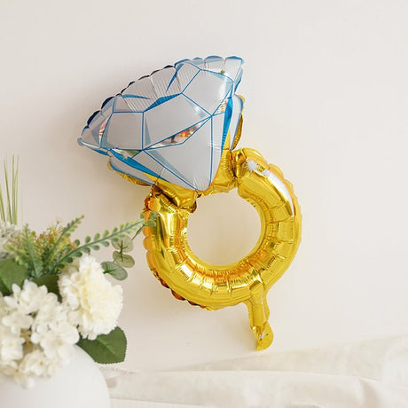 Giant Gold Diamond Ring Mylar Foil Helium Air Balloon 41" - YauSpark