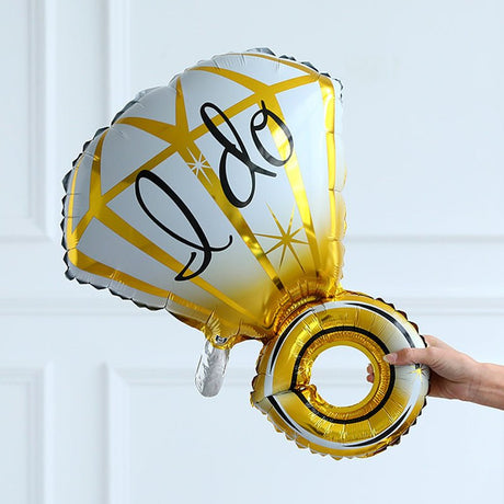 Gold I Do Diamond Ring Mylar Foil Helium Air Balloon 25" - YauSpark