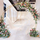 Gold Metal Double Hoop Wedding Arch Photo Backdrop Stand, Round Wedding Arbor Floral Balloon Frame 7.2ft - YauSpark