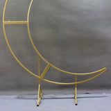 Gold Metal Half Crescent Moon Wedding Arch Flower Stand 7.38ft - YauSpark