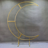 Gold Metal Half Crescent Moon Wedding Arch Flower Stand 7.38ft - YauSpark