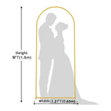 Gold Metal Wedding Arch Chiara Backdrop Stand Floral Display Frame With Round Top 5ft - YauSpark
