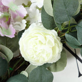 Green Artificial Eucalyptus Leaf, Ranunculus Flower Garland Vine 40" - YauSpark