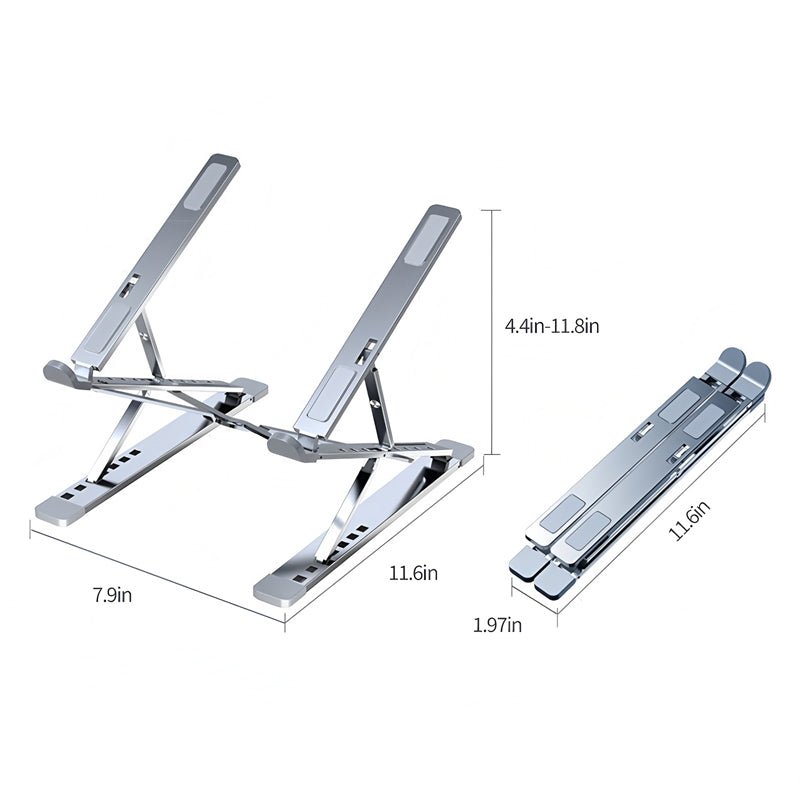 Laptop Stand Adjustable Portable Aluminum Black - YauSpark