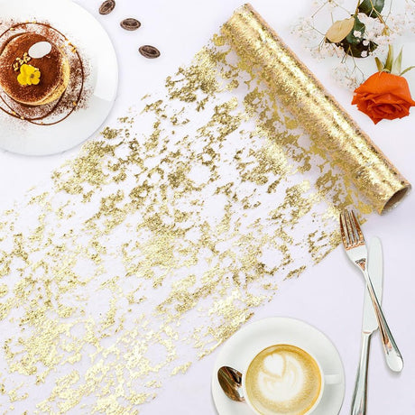 Mesh Polyester Table Runner 11"X108" Metallic Gold - YauSpark