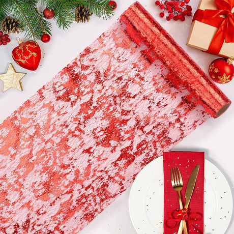 Mesh Polyester Table Runner 11"X108" Metallic Silver - YauSpark