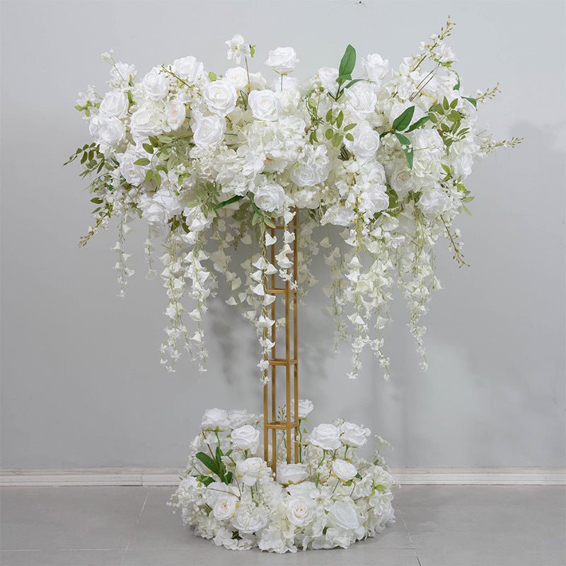 Metal Floral Riser 46" Gold Open Frame Design - YauSpark