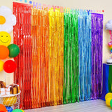 Metallic Tinsel Foil Fringe Doorway Curtain Party Backdrop 6ft Light Purple - YauSpark