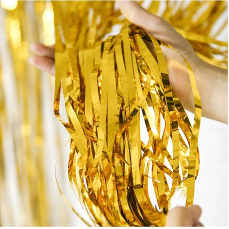 Metallic Tinsel Foil Fringe Doorway Curtain Party Backdrop 6ft Light Purple - YauSpark