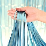 Metallic Tinsel Foil Fringe Doorway Curtain Party Backdrop 6ft Matte Tiffany Blue - YauSpark
