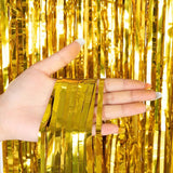 Metallic Tinsel Foil Fringe Doorway Curtain Party Backdrop 7ft Gold - YauSpark