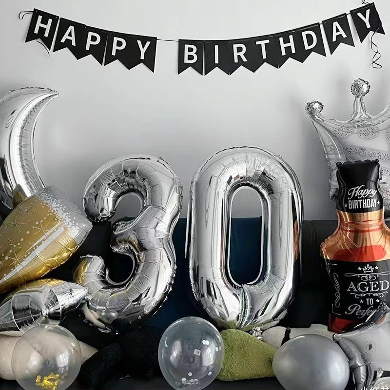 Number Mylar Foil Balloons 32" Silver - YauSpark