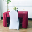 Open Back Fitted Polyester Rectangle Tablecloth 96"x30" Burgundy - YauSpark