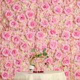 Pink 3D Silk Rose and Hydrangea Flower Wall Mat Backdrop - 4 Artificial Panels - YauSpark