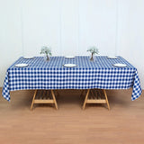 Polyester Checkered Rectangle Tablecloth White/Dark Blue - YauSpark