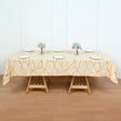 Polyester Rectangle Tablecloth With Gold Foil Geometric Pattern 90"x156" Champagne - YauSpark