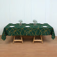 Polyester Rectangle Tablecloth With Gold Foil Geometric Pattern 90"x156" Dark Green - YauSpark