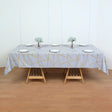 Polyester Rectangle Tablecloth With Gold Foil Geometric Pattern 90"x156" Light Purple - YauSpark