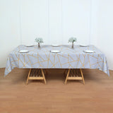 Polyester Rectangle Tablecloth With Gold Foil Geometric Pattern 90"x156" Light Purple - YauSpark