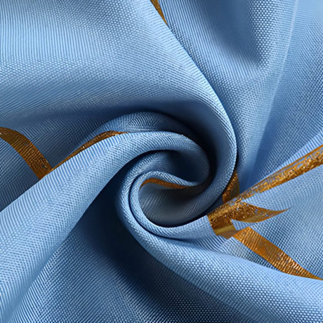 Polyester Round Tablecloth With Gold Foil Geometric Pattern 120" Gray Blue - YauSpark