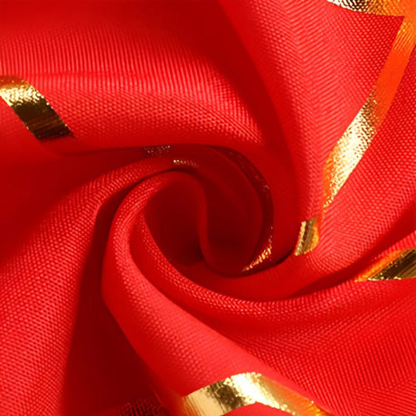 Polyester Round Tablecloth With Gold Foil Geometric Pattern 120" Red - YauSpark