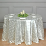Polyester Solid Color Checkered Tablecloth Round 132" Cream - YauSpark
