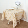 Polyester Square Tablecloth With Gold Foil Geometric Pattern 54"x54" Champagne - YauSpark