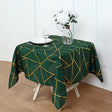 Polyester Square Tablecloth With Gold Foil Geometric Pattern 54"x54" Dark Green - YauSpark
