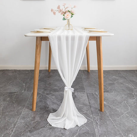 Premium Chiffon Table Runner 10ft Original White - YauSpark