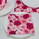 20 Pcs Paper Beverage Napkins 2 Ply Red/Pink with Floral Design 6.5"x6.5"