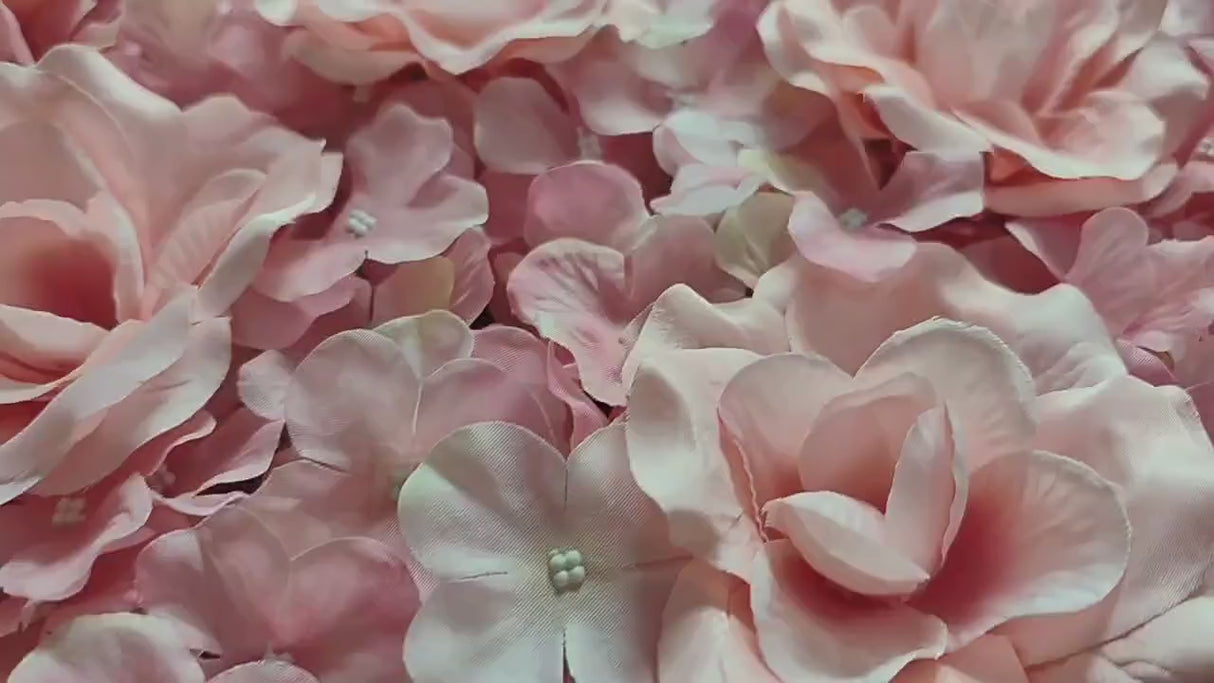 Blush 3D Silk Rose and Hydrangea Flower Wall Mat Backdrop - 4 Artificial Panels