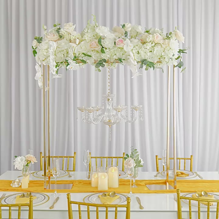 Gold Metal Adjustable Flower Arch Stand 48" Tall Over
