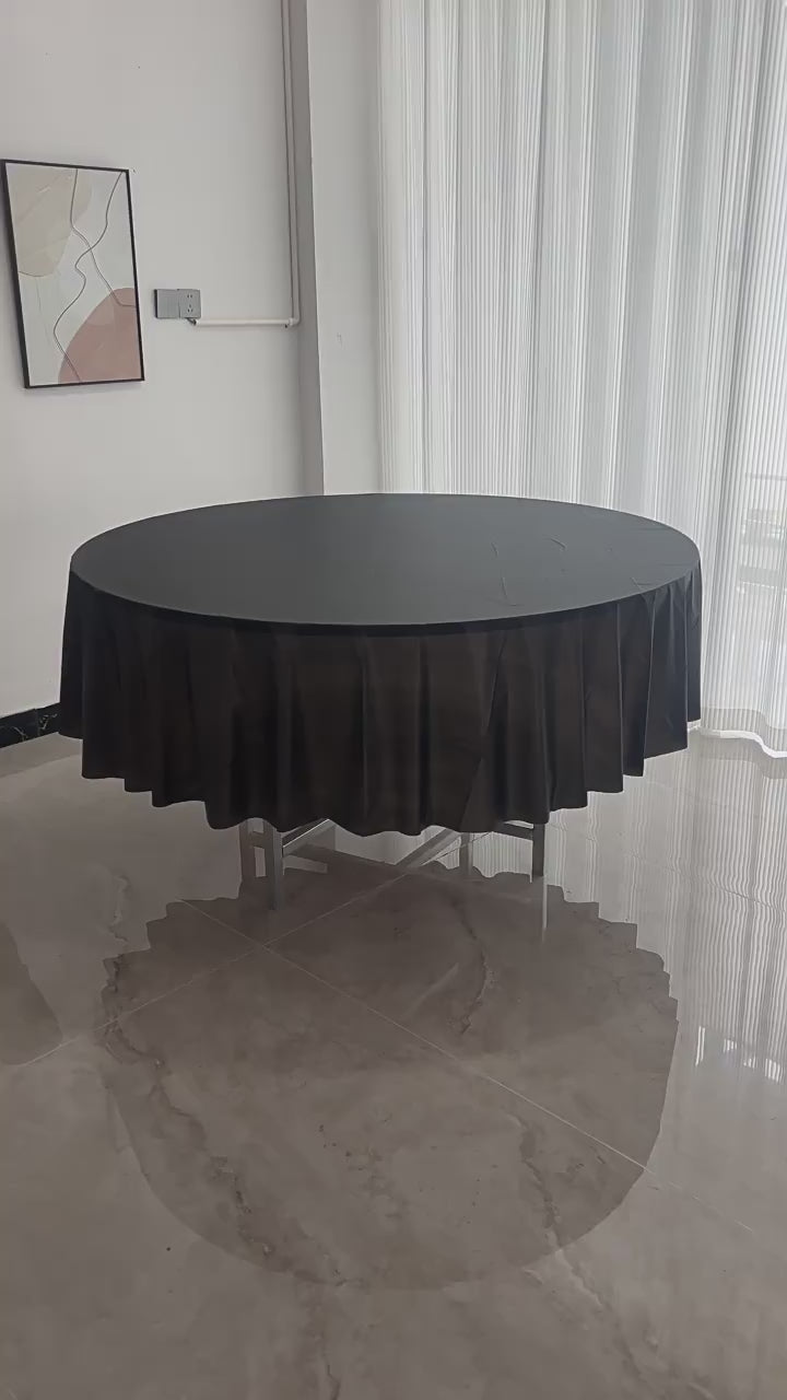5 Pcs Plastic Table Covers 84" Red Round