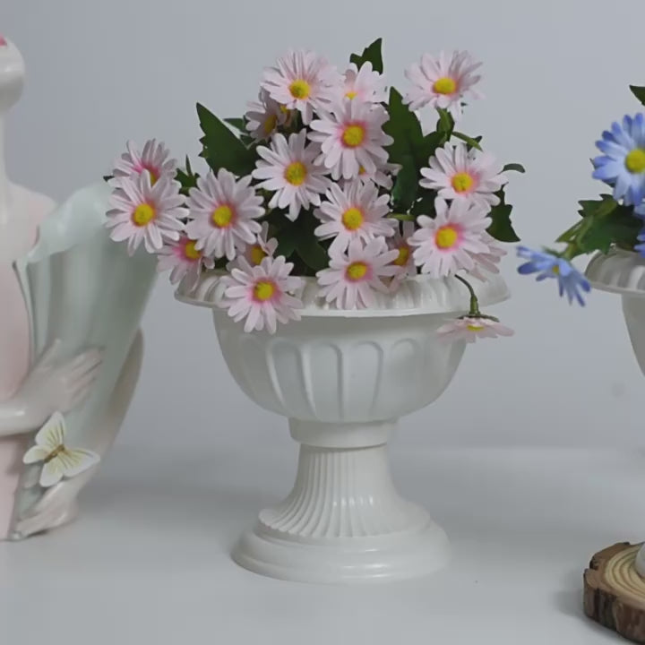 4 Pcs White Crafted All Weather Roman Inspired Pedestal Column Flower Plant Stand Pot - PVC 10"