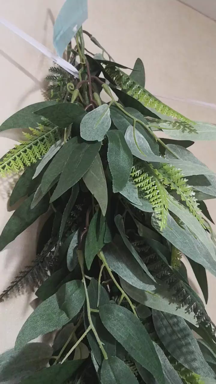 Real Touch Green Artificial Willow and Frond Leaves Garland Vine 3ft