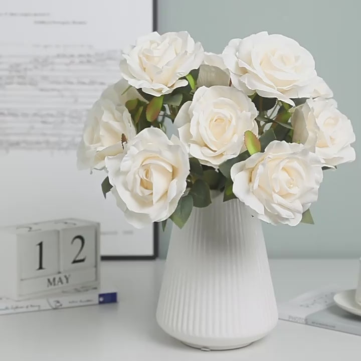 2 Bushes Premium Silk Jumbo Rose Flower Bouquet 16" Light Pink